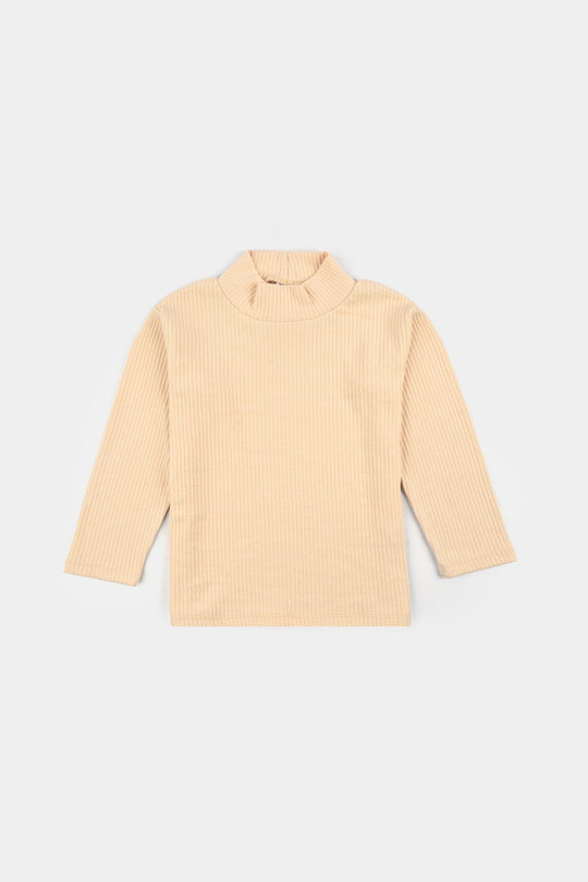 Infant Unisex Rib Turtle Neck T-Shirt - Wood.Ash