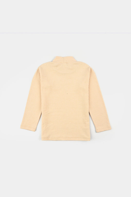 Infant Unisex Rib Turtle Neck T-Shirt - Wood.Ash