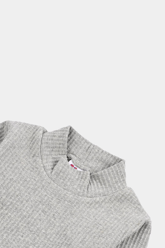 Infant Unisex Rib Turtle Neck T-Shirt - Dark.Grey