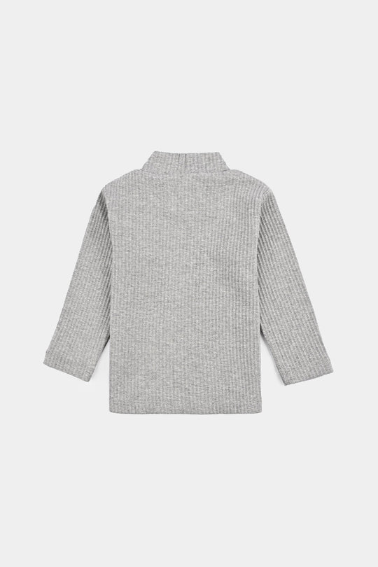 Infant Unisex Rib Turtle Neck T-Shirt - Dark.Grey