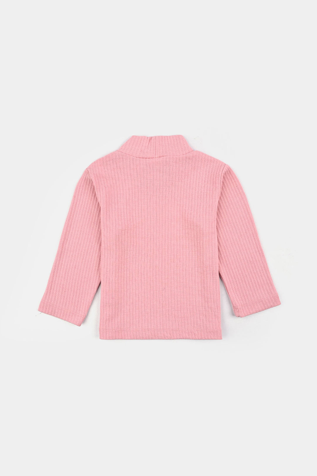 Infant Unisex Rib Turtle Neck T-Shirt - Candy.Pink