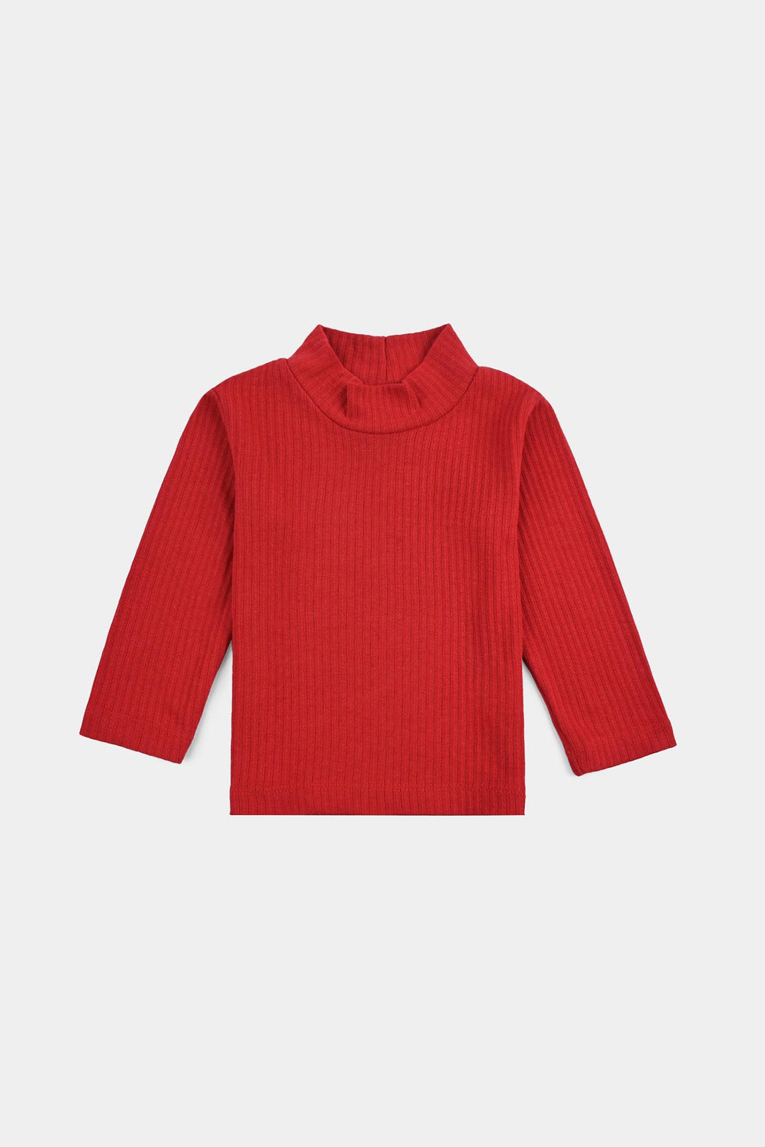 Infant Unisex Rib Turtle Neck T-Shirt - Red