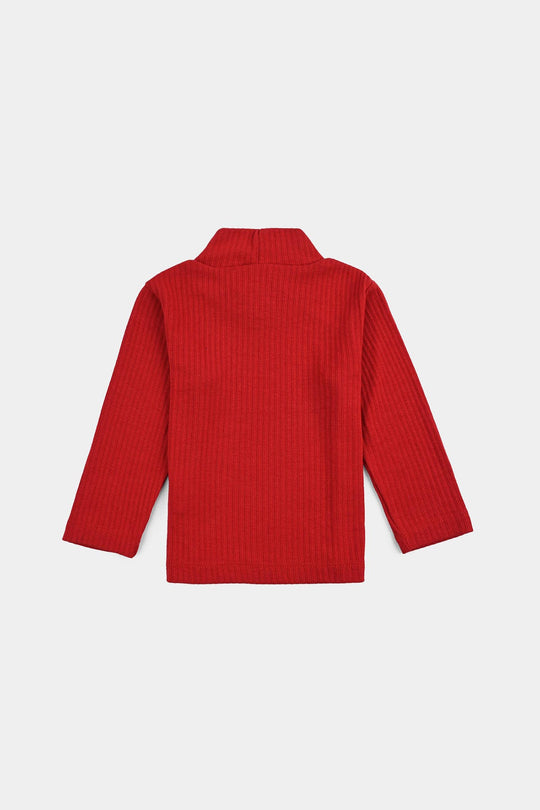 Infant Unisex Rib Turtle Neck T-Shirt - Red