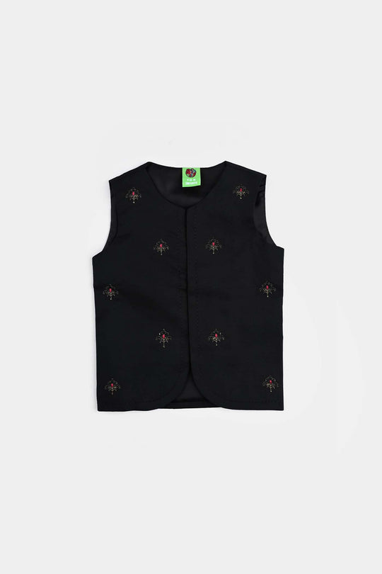 Infant Boys Cotton Poplin 3 Piece Suit-BLACK