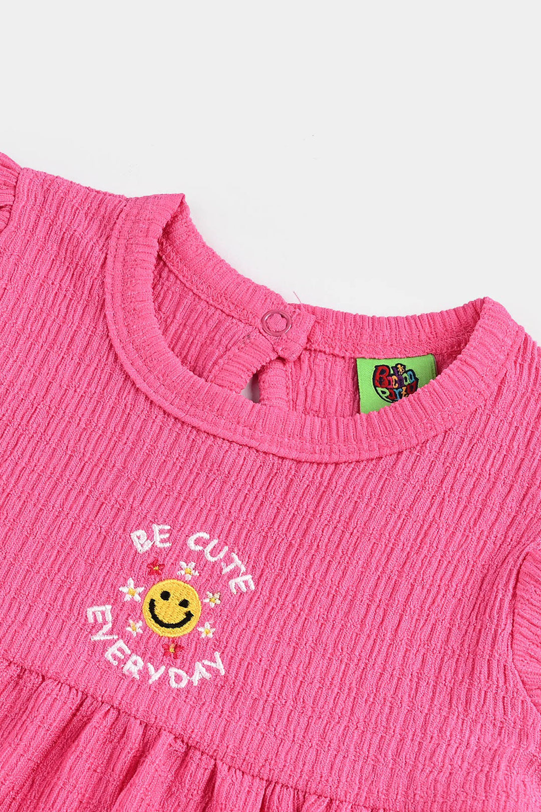 Infant Girls Poly Crinkle Frock BE CUTE-Hot Pink