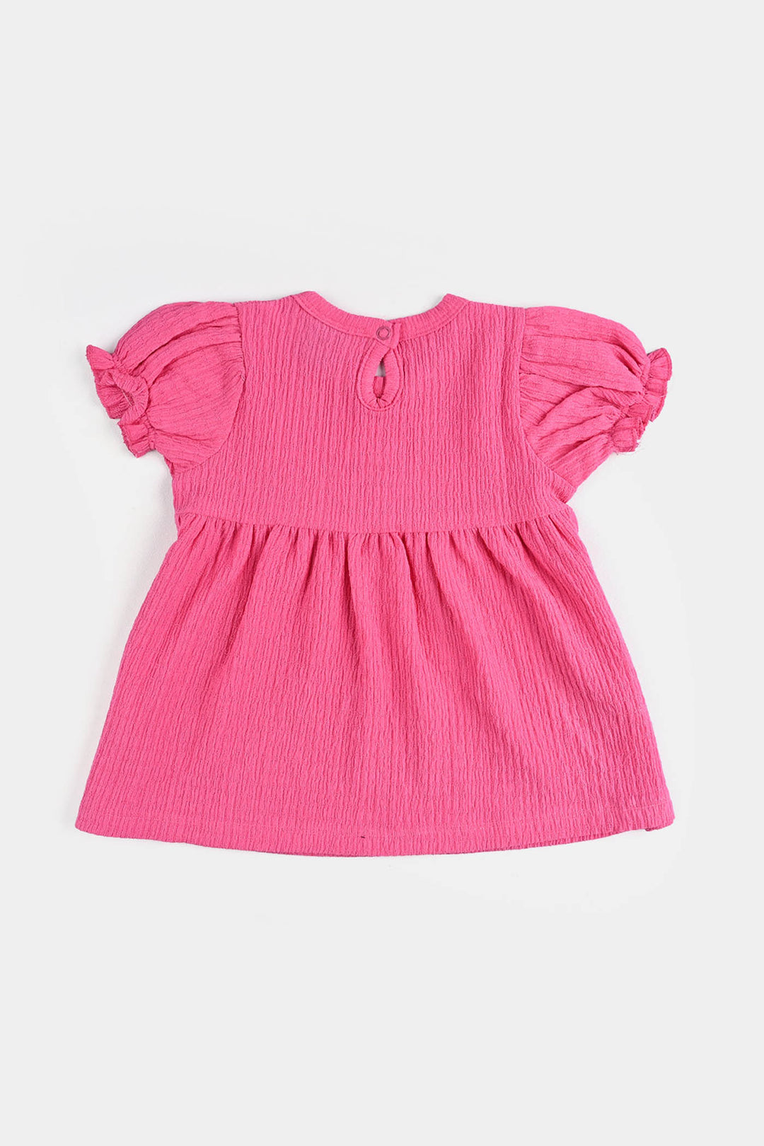Infant Girls Poly Crinkle Frock BE CUTE-Hot Pink