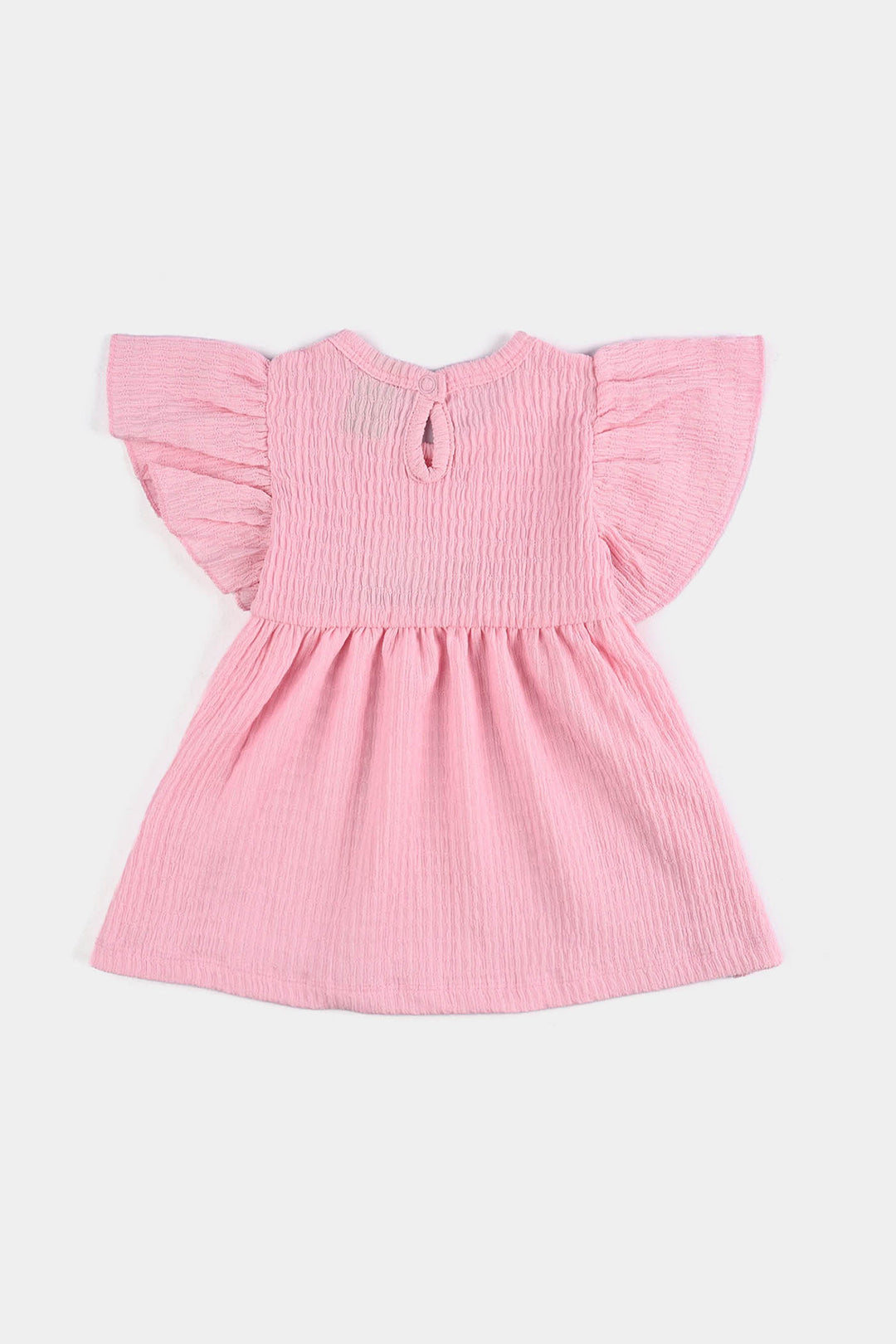 Infant Girls Poly Crinkle Frocks Flowers-Pink