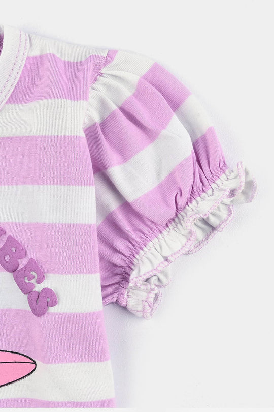 Infant Girls Poly Jersey Frock SUMMER VIBES-Purple