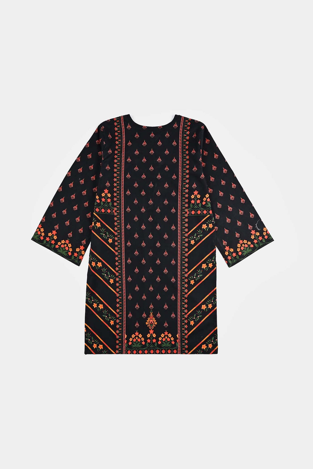 Girls Cotton Poplin Printed 2Pcs Abstract-BLACK