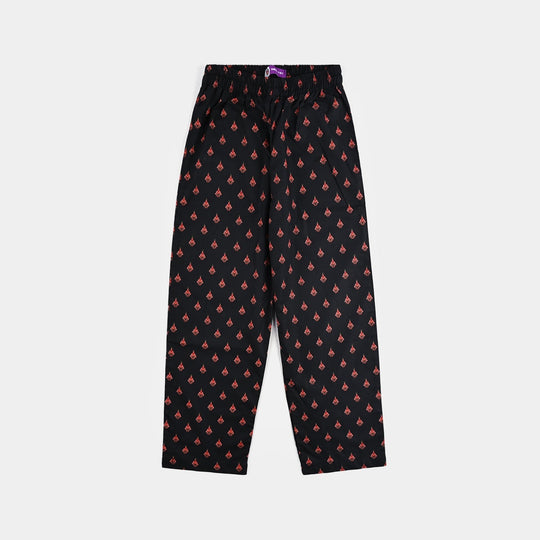 Girls Cotton Poplin Printed 2Pcs Abstract-BLACK