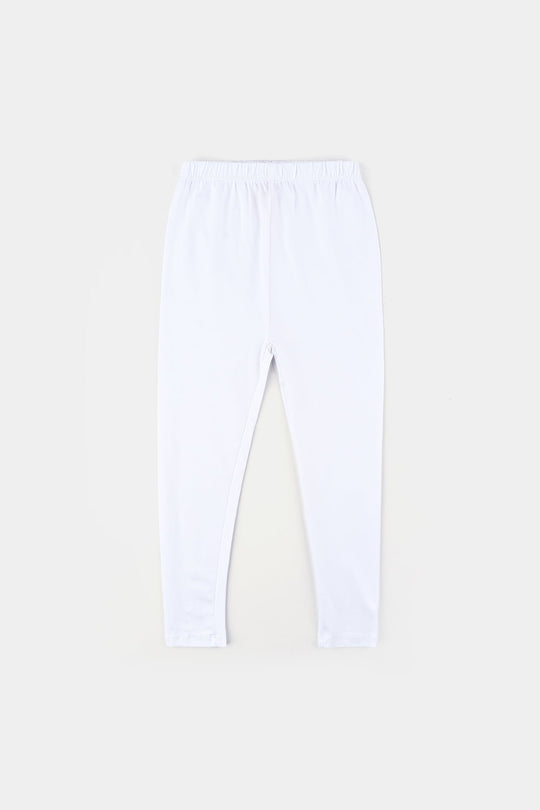 Girls Jersey/Terry Tights -White