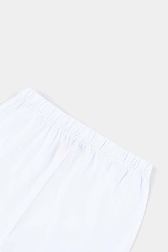 Girls Jersey/Terry Tights -White