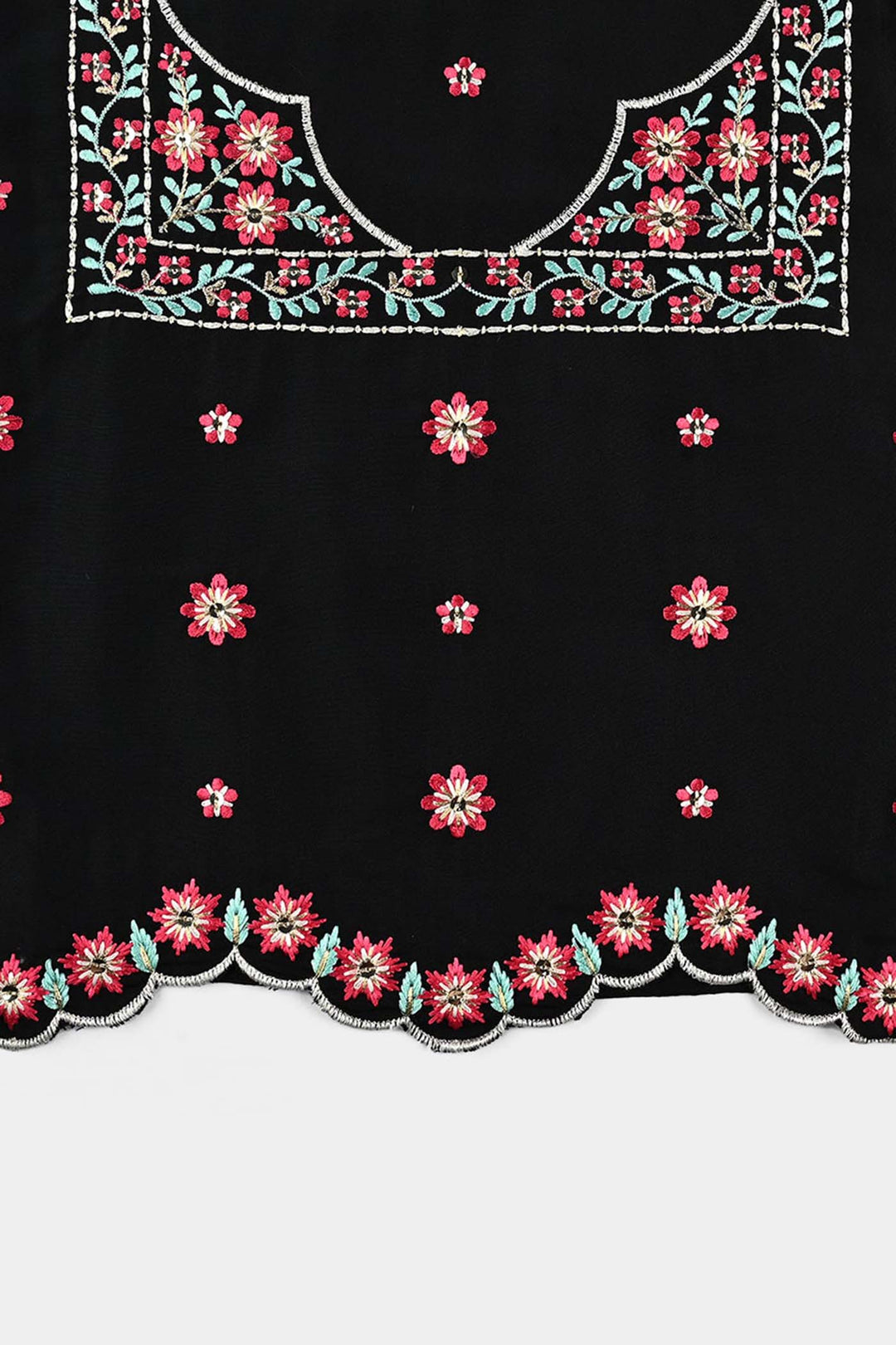 Girls poly cambric 3Pcs Phool Patti-BLACK