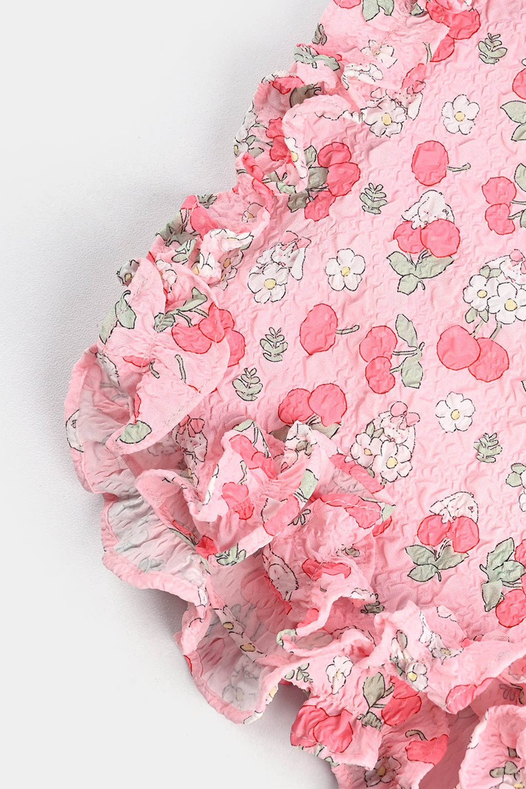Infant Girls Poly Crinkle Casual Top Cherry-Pink