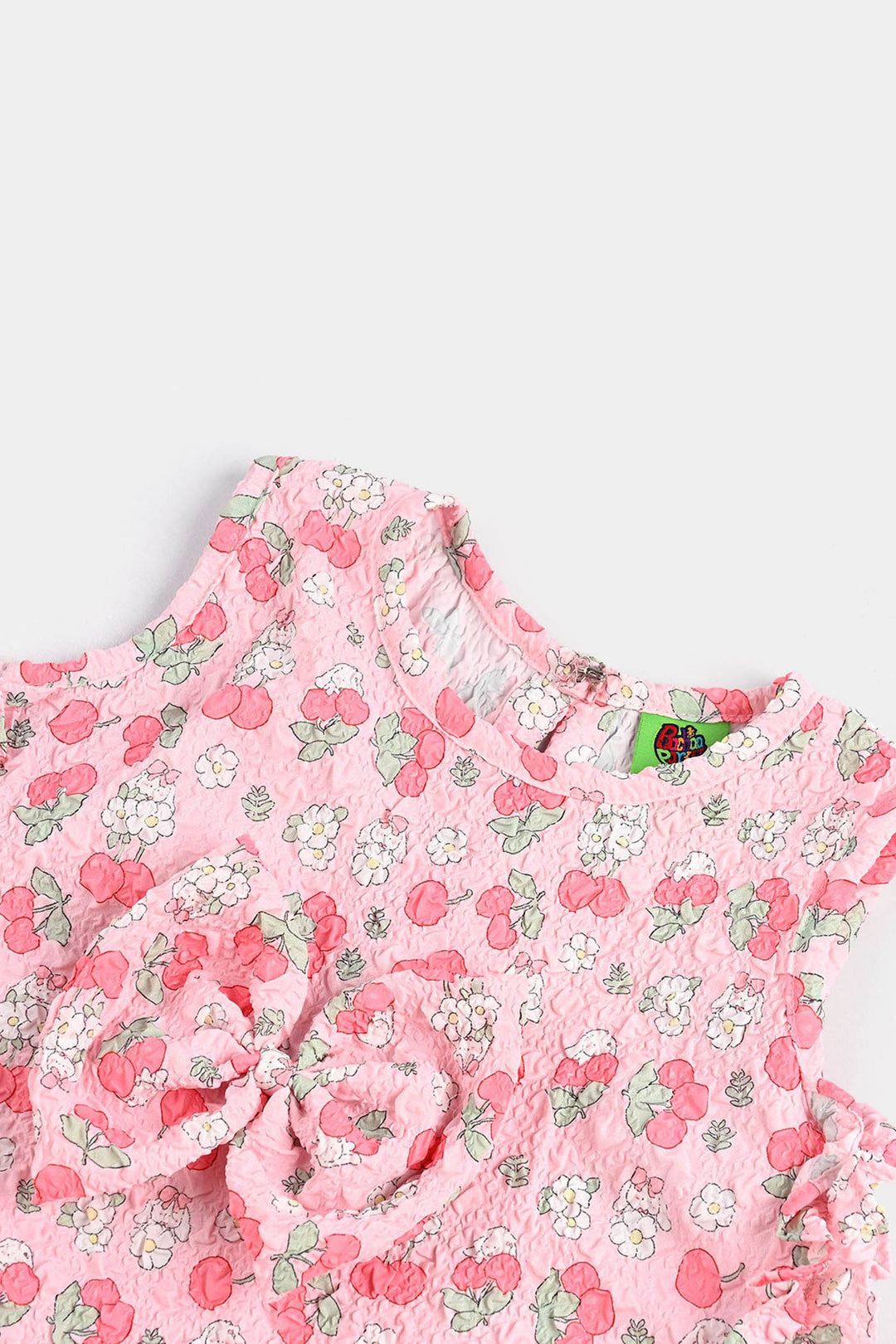Infant Girls Poly Crinkle Casual Top Cherry-Pink