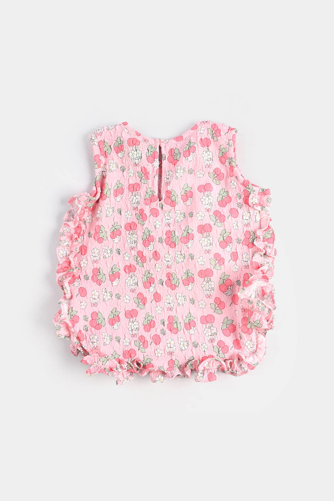 Infant Girls Poly Crinkle Casual Top Cherry-Pink