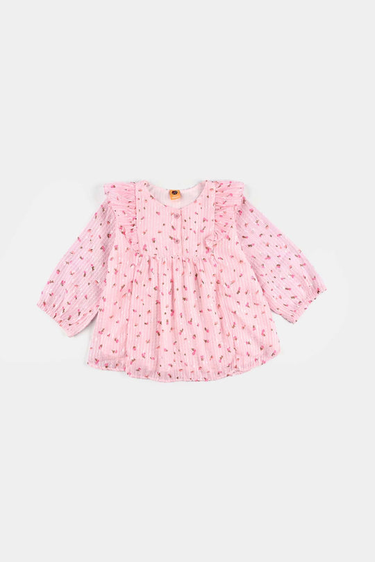 Girls Chiffon Casual Top-Pink