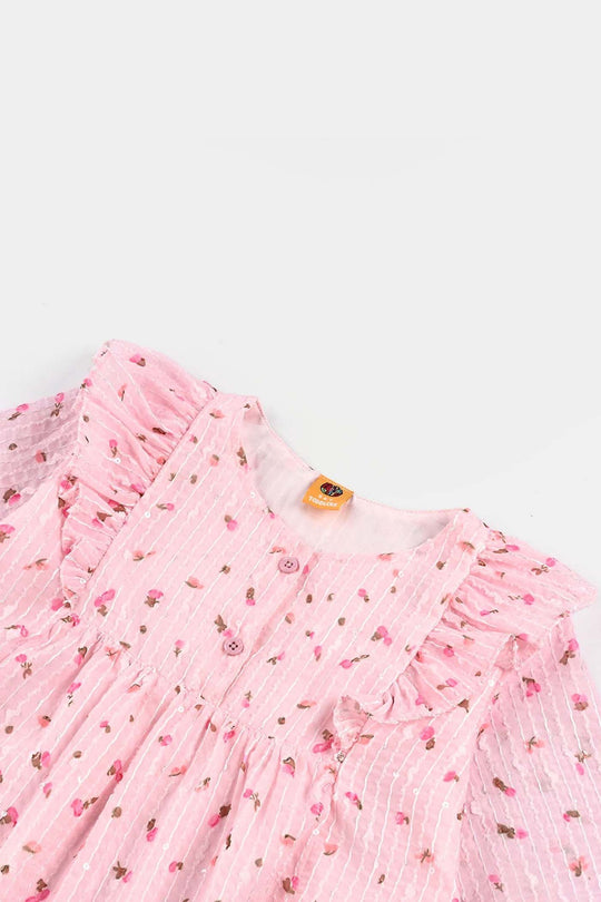 Girls Chiffon Casual Top-Pink