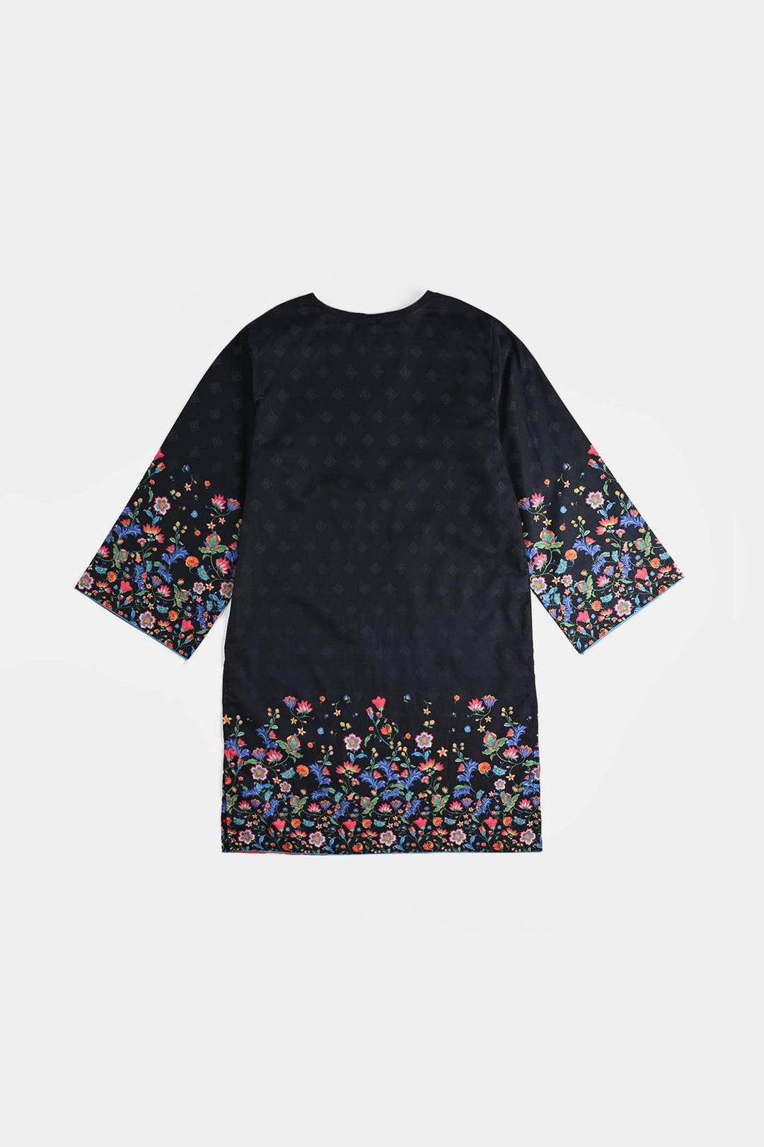Girls Cotton Poplin Printed Kurti Garden-BLACK