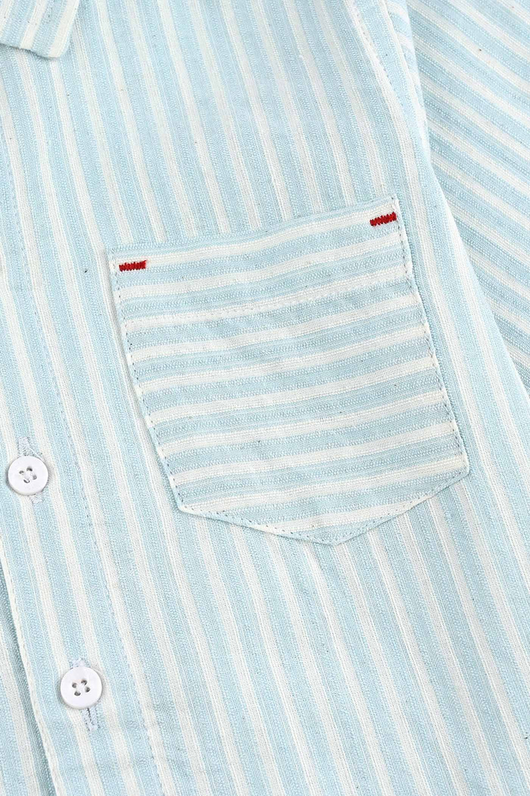 Boys Yarn Dyed Shirt H/S (Blue Waves) - L/BLUE