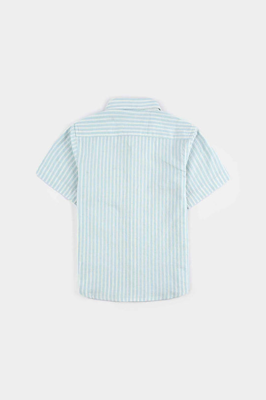 Boys Yarn Dyed Shirt H/S (Blue Waves) - L/BLUE