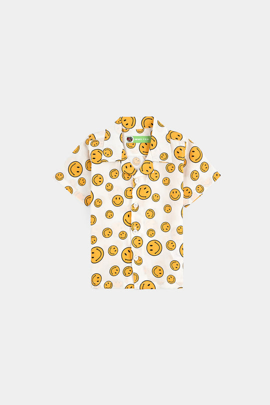 Infant Boys Oxford Shirt H/S (Smile) - WHITE