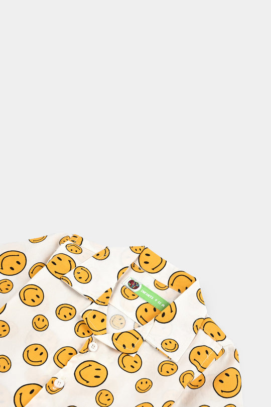 Infant Boys Oxford Shirt H/S (Smile) - WHITE