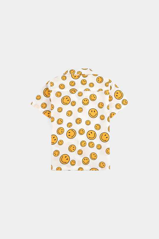 Infant Boys Oxford Shirt H/S (Smile) - WHITE