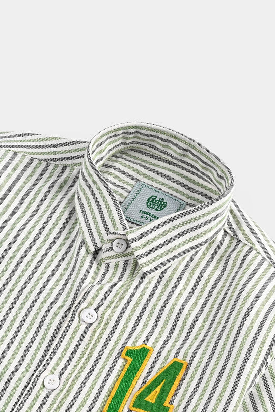Boys Yarn Dyed Shirt-Green Stripe