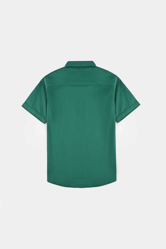 Boys Cotton Poplin Shirt (Pak ZindaBad)-GREEN