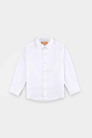 Boys Cotton Poplin Formal Shirt - WHITE