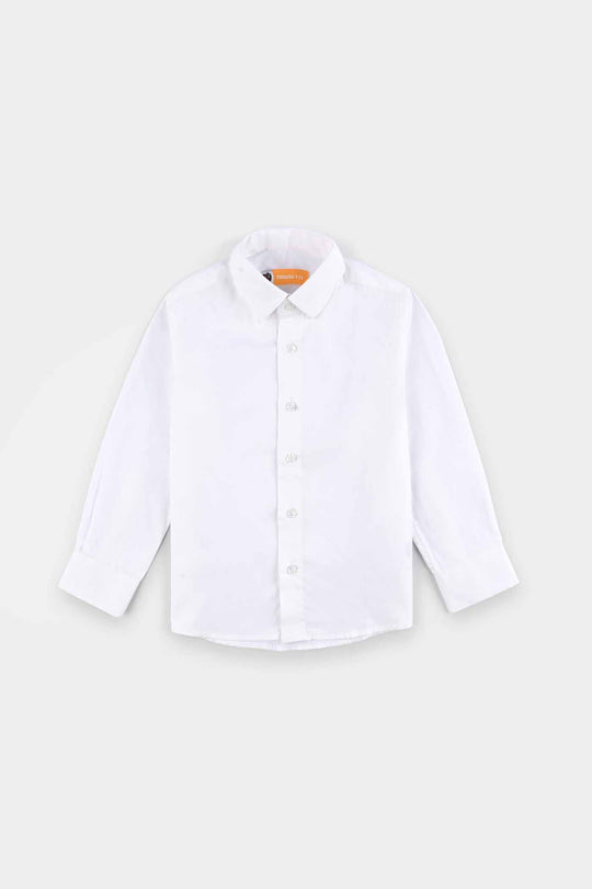 Boys Cotton Poplin Formal Shirt - WHITE