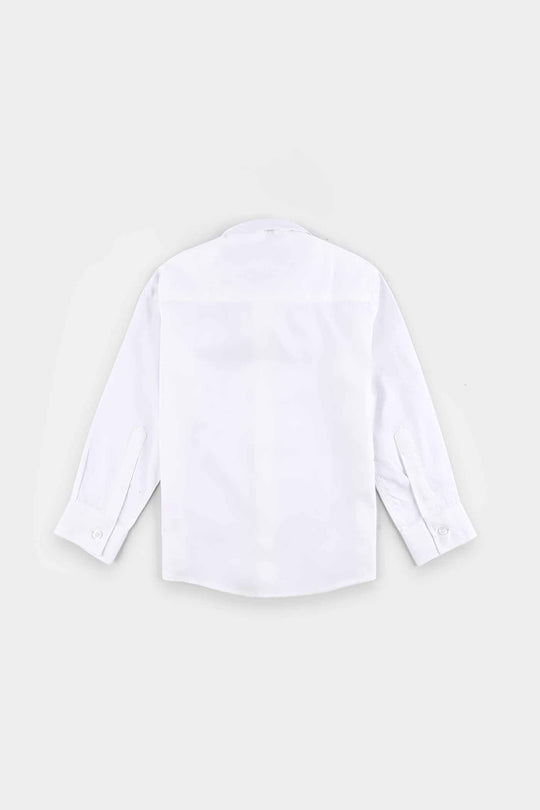 Boys Cotton Poplin Formal Shirt - WHITE