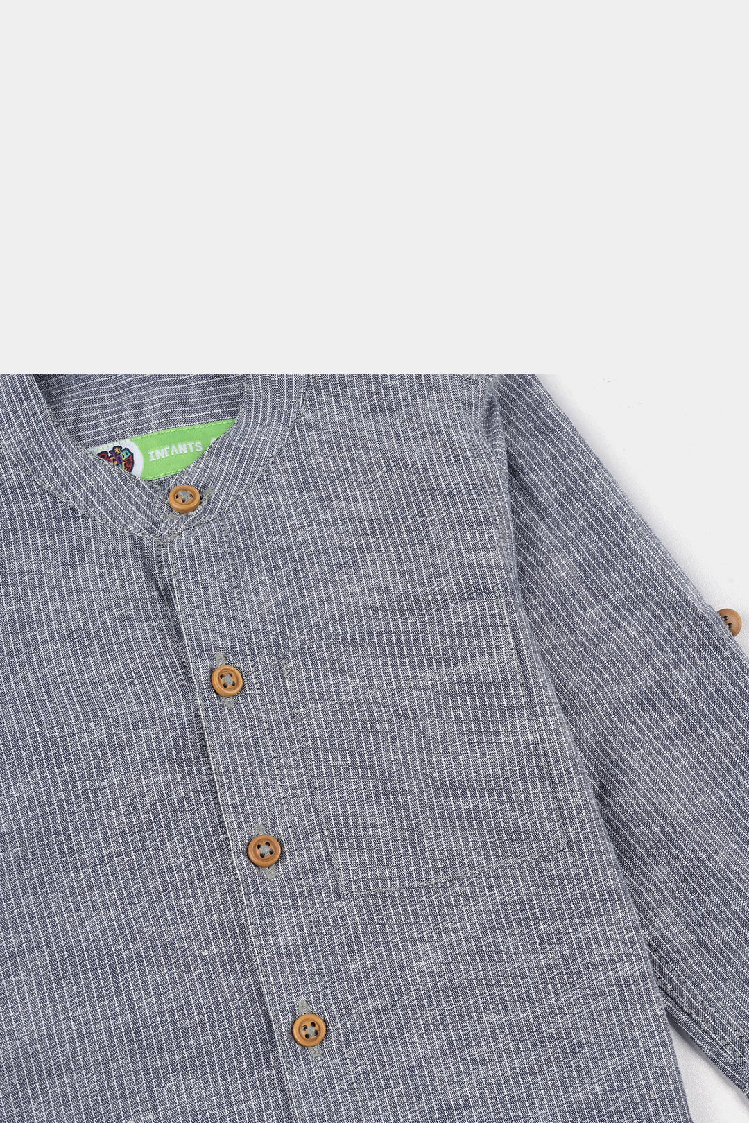 Infant Boys Yarn Dyed Shirt F/S (Waves Line) - GREY