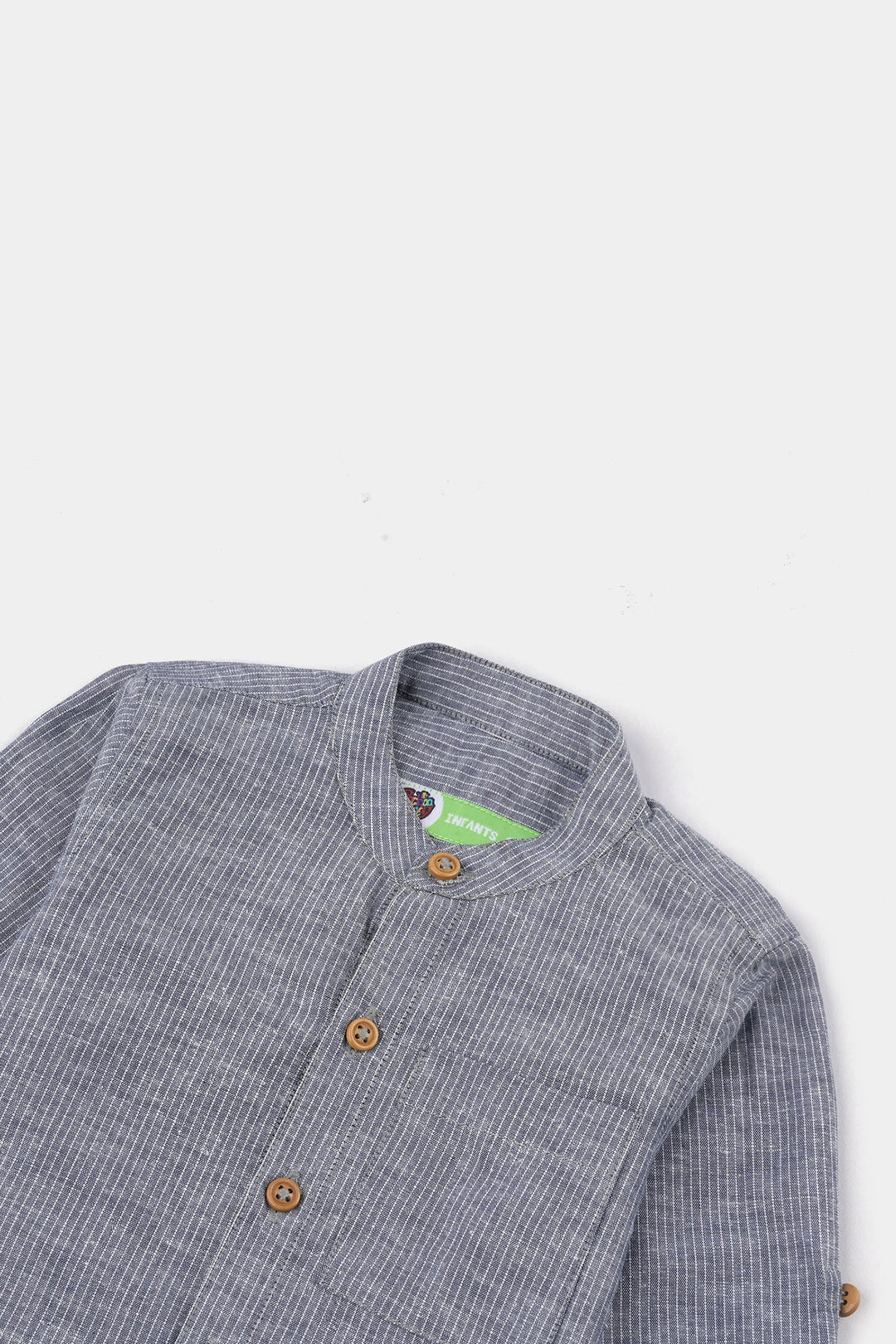 Infant Boys Yarn Dyed Shirt F/S (Waves Line) - GREY