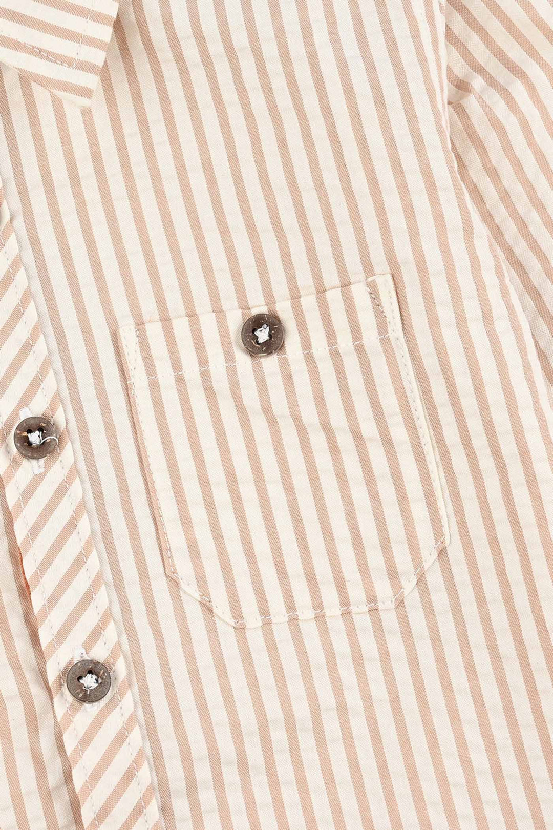 Boys Yarn Dyed Shirt F/S (Brown Drift) - Brown Stripe