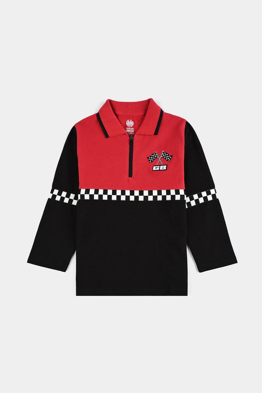 Boys Jumbo Pique Polo - Black