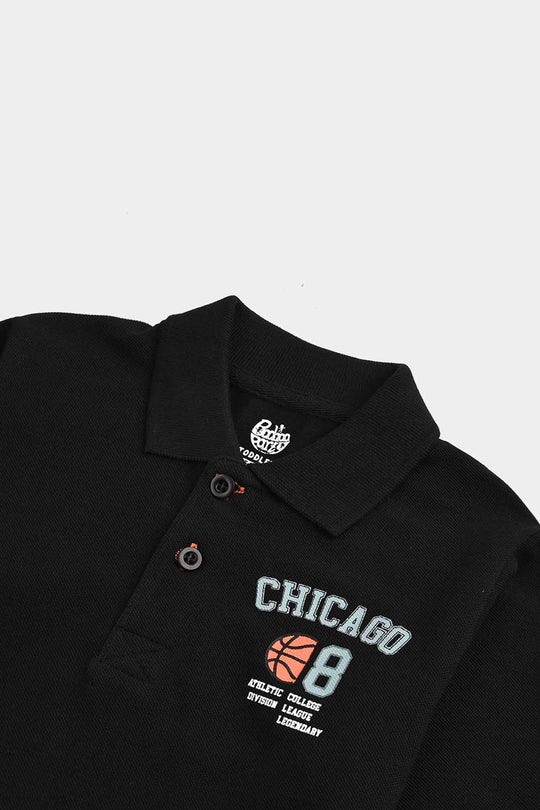 Boys Jumbo Pique Polo F/S Chicago - BLACK
