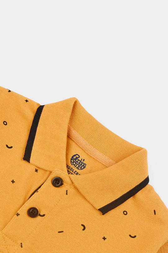Boys Jumbo Pique Polo F/S Shapes-Sun Flower
