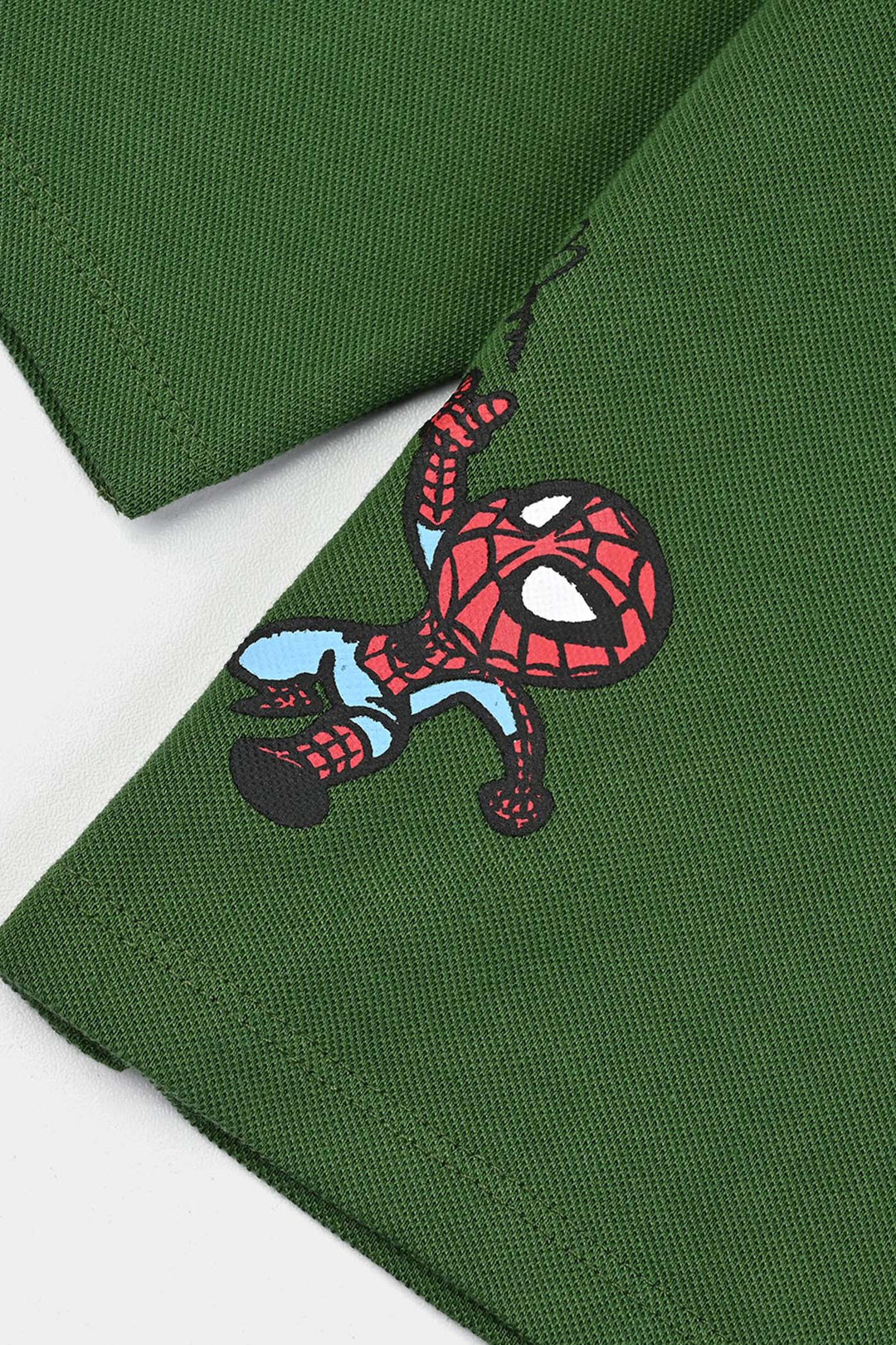 Infant Boys Jumbo Pique Polo F/S Super Heroes-Olive Green