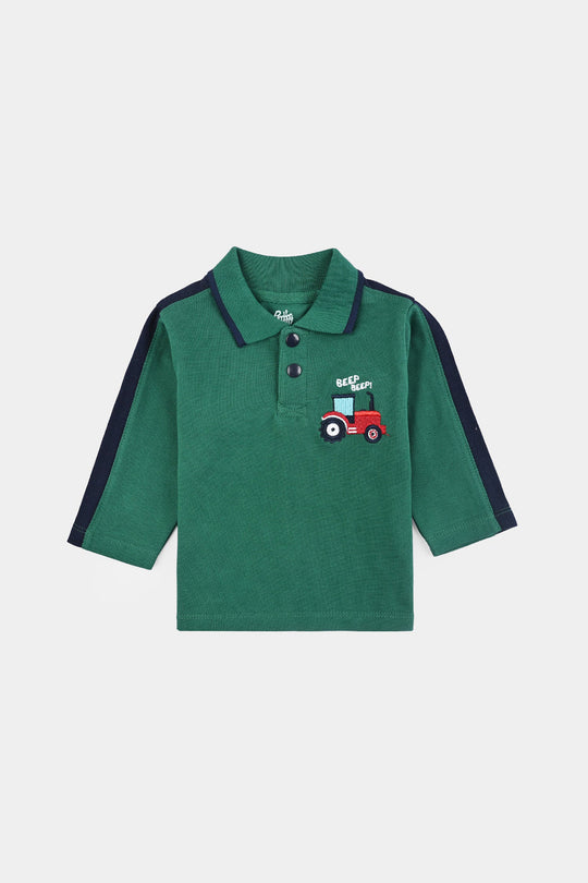 Infant Boys Jumbo Pique Polo F/S Beep Beep - Green