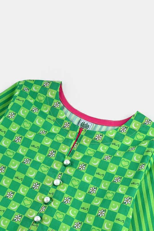 Girls Cotton Printed Kurti Jasmine Ind-L.Green