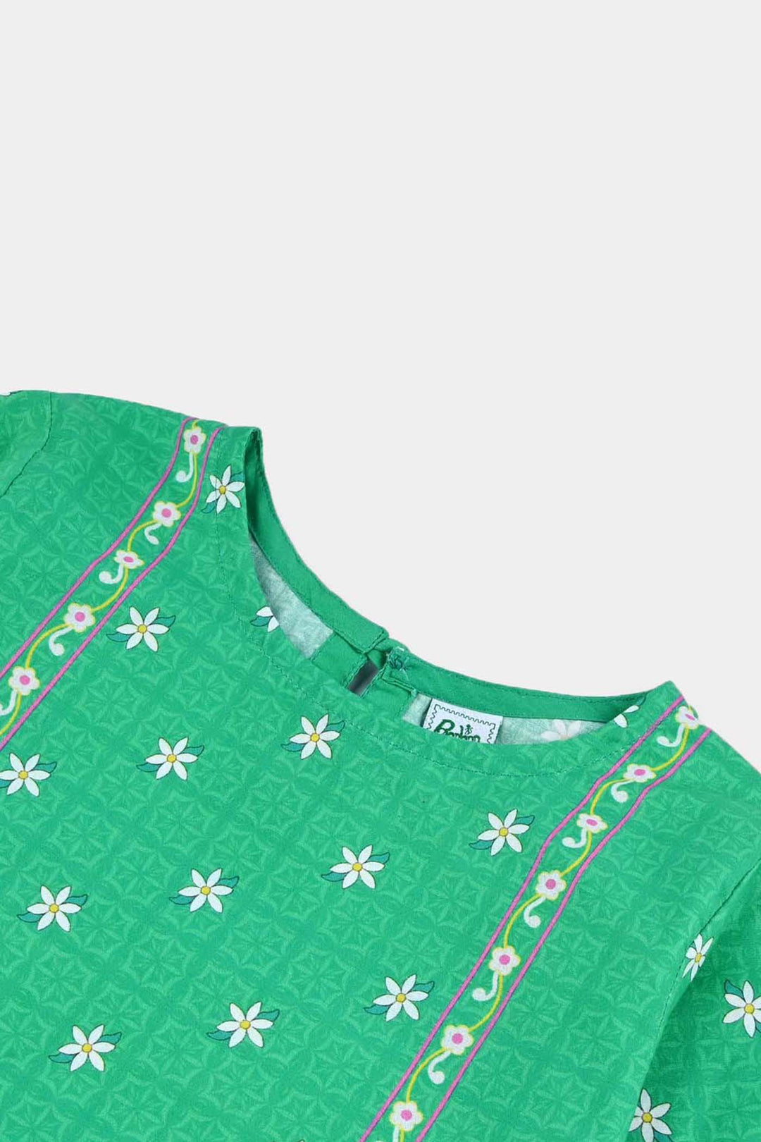 Girls Cotton Printed Kurti Peacock Ind-GREEN