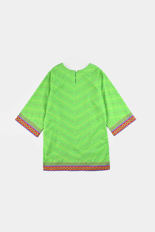 Girls Cotton Printed Kurti Qaumi Tarana Ind-L.Green