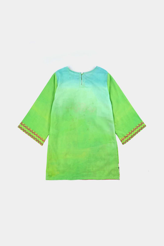 Girls Cotton Printed Kurti Rang -E-Azadi Ind-GREEN