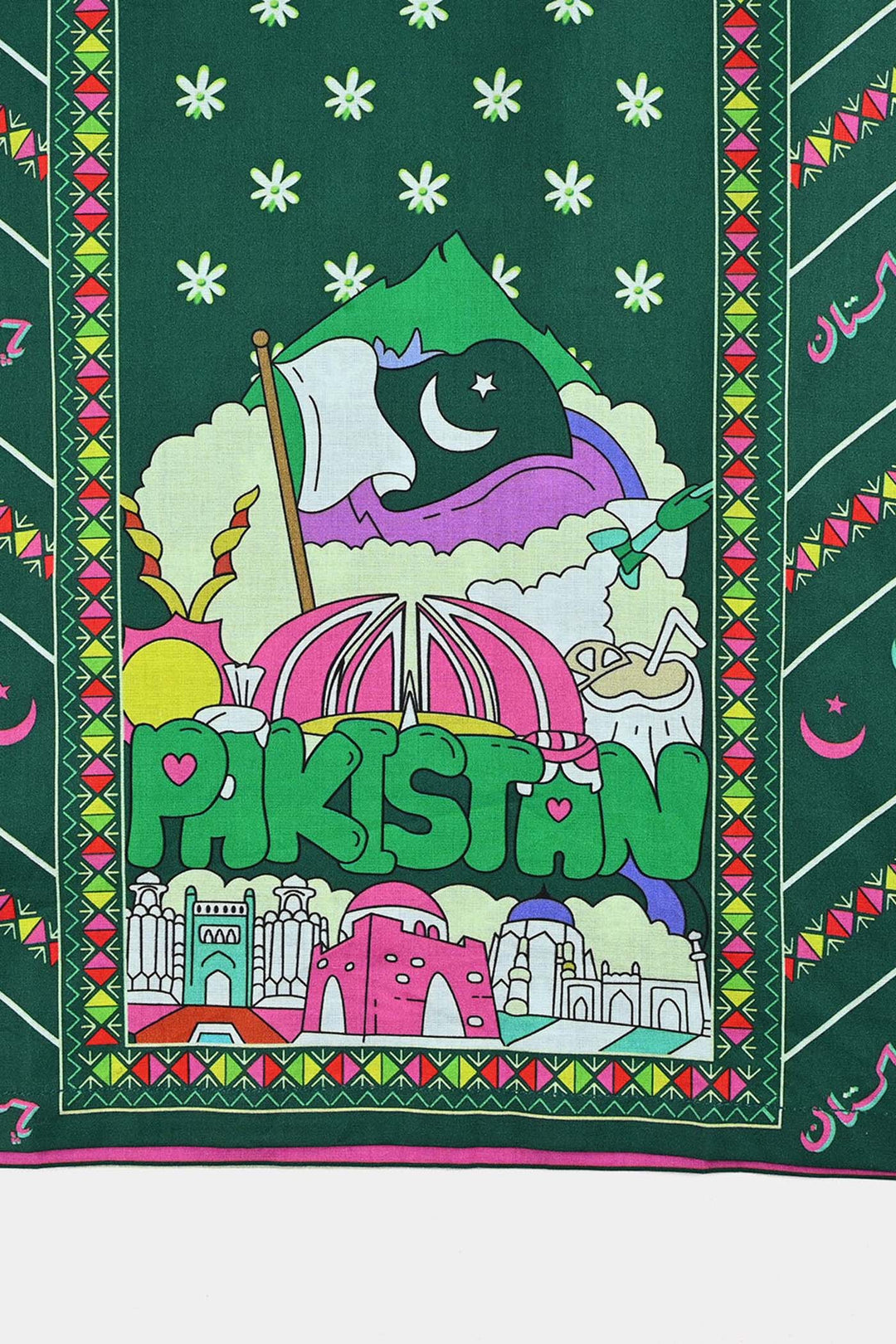 Girls Cotton Printed Kurti Stars And Jasmine Ind-GREEN