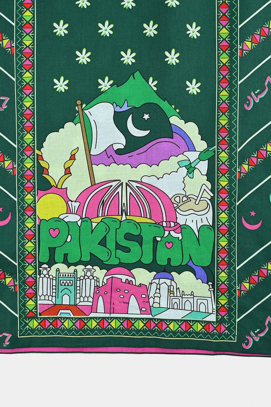 Girls Cotton Printed Kurti Stars And Jasmine Ind-GREEN