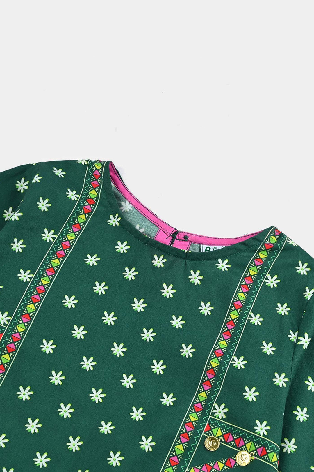 Girls Cotton Printed Kurti Stars And Jasmine Ind-GREEN