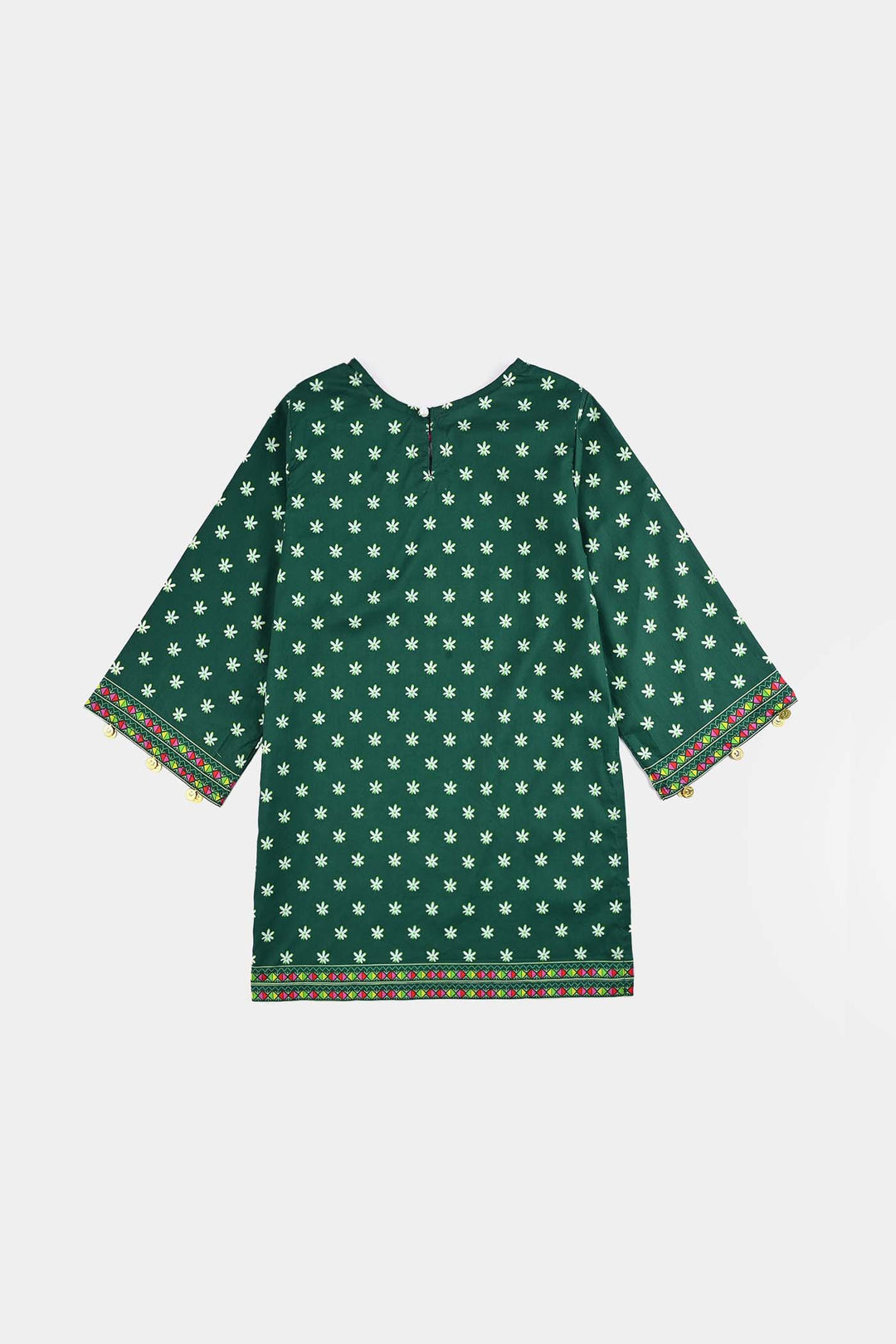 Girls Cotton Printed Kurti Stars And Jasmine Ind-GREEN