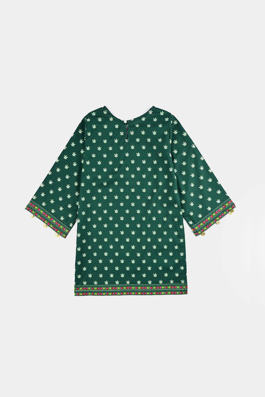 Girls Cotton Printed Kurti Stars And Jasmine Ind-GREEN